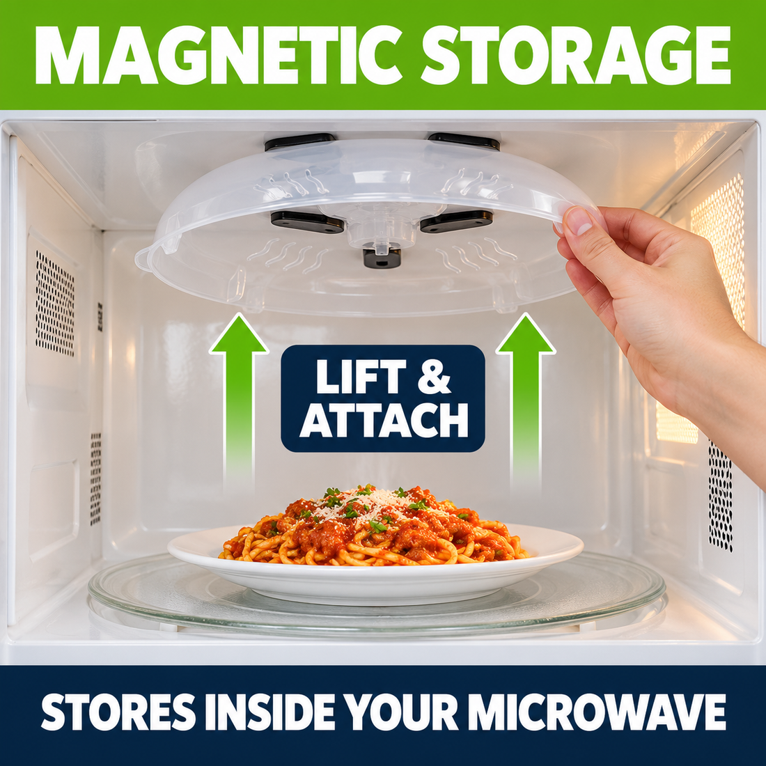 Magnetic Microwave Splatter Cover – Vented Food Cover with Steam Release