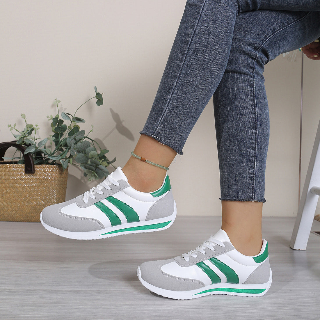 Women's New Plus-Size Casual Microfiber Leather Sneakers | Everyday Home Deal
