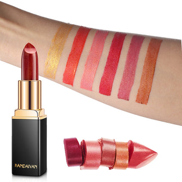 Shiny Metallic Lipstick Pearlescent Color Temperature Change Lipstick Gilt Lipstick | Everyday Home Deal