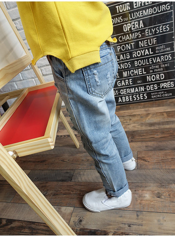 Boys' New Korean Style Ripped Distressed Denim Jeans — Premium Apparel Deal | Everyday Home Deal
