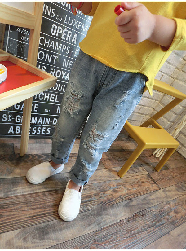 Boys' New Korean Style Ripped Distressed Denim Jeans — Premium Apparel Deal | Everyday Home Deal