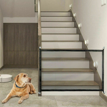 Pets Dog Cat Baby Safety Gate Mesh Fence Magic Portable Guard Net Stairs Doors | Everyday Home Deal