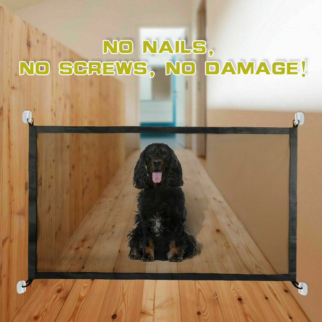 Pets Dog Cat Baby Safety Gate Mesh Fence Magic Portable Guard Net Stairs Doors | Everyday Home Deal