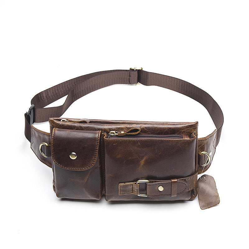 Men's High-End Full-Grain Leather Multifunctional Shoulder Crossbody Waist Bag — Premium Apparel Deal | Everyday Home Deal