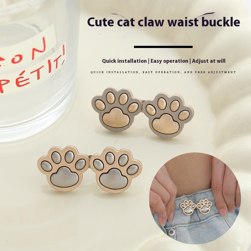 Cute Cat Claw Waist Tightener Buckles – 1 Pair Detachable Adjustable Alloy Buttons for Jeans, Pants & Casual Wear | Everyday Home Deal