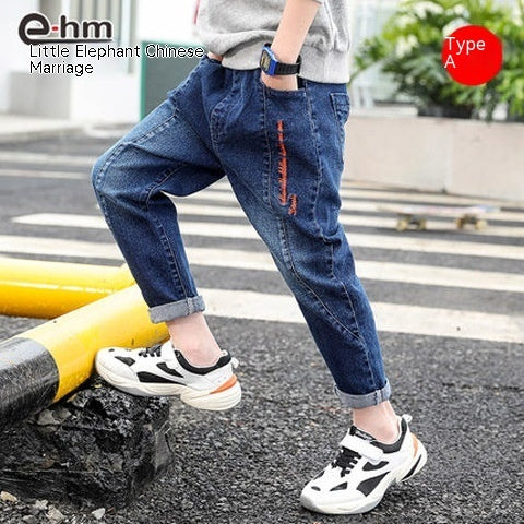 Boys' Urban Letter-Print Comfort Casual Denim Trousers — Premium Apparel Deal | Everyday Home Deal