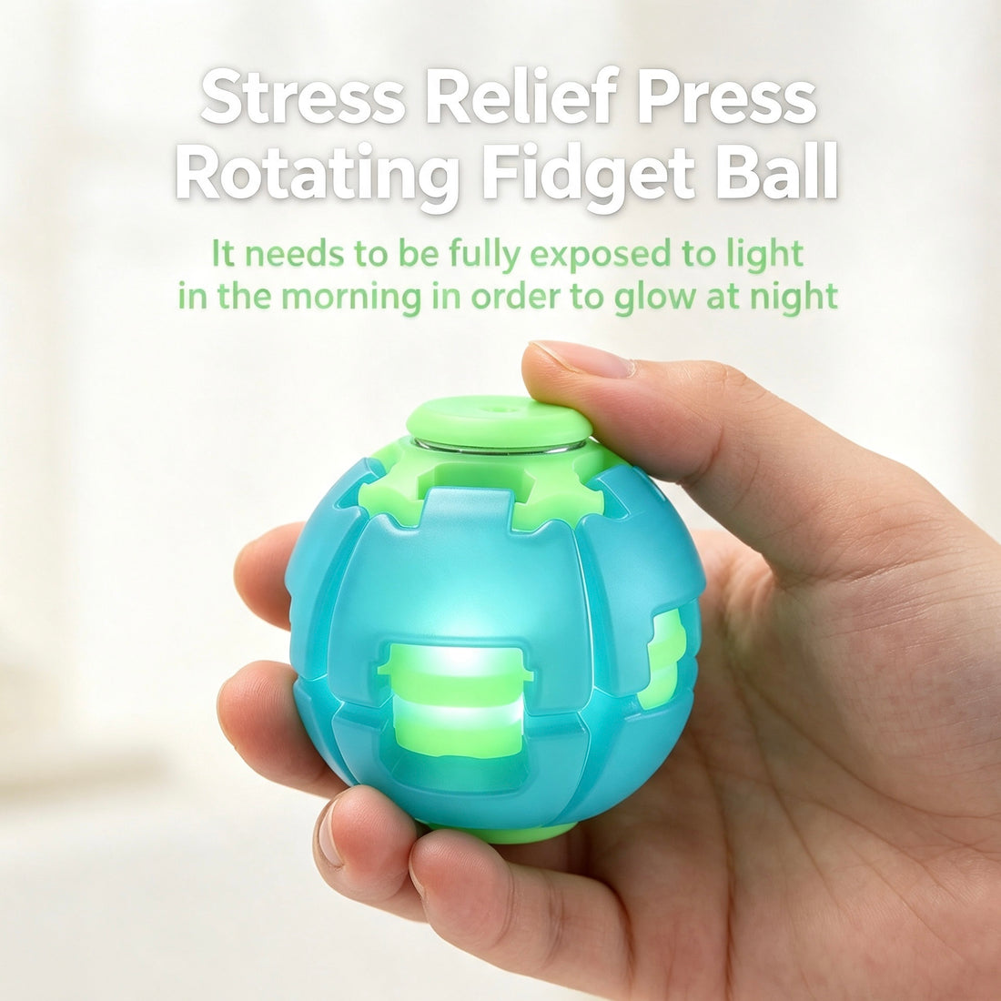 Unisex Compact Rotates Stress Relief Press Fidget Ball - Pocket Sensory Toy For Above 12 Teens & Adults, Glow-in-the-Dark Travel Car Ride Fidgeting Gift | Everyday Home Deal