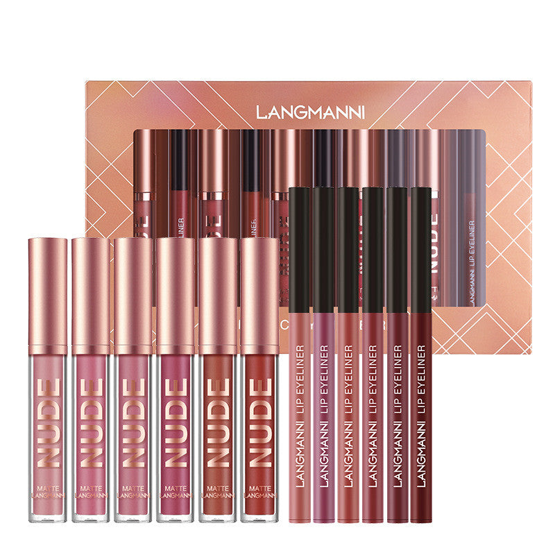 Lip Liner And Lipstick Makeup 12 Pcs Set 6 Matte Lipstick 6 Lip Liner Pens Waterproof Long Lasting Matte Lipstick Beauty Cosmetics Makeup Gift For Girls Lipstick Set | Everyday Home Deal