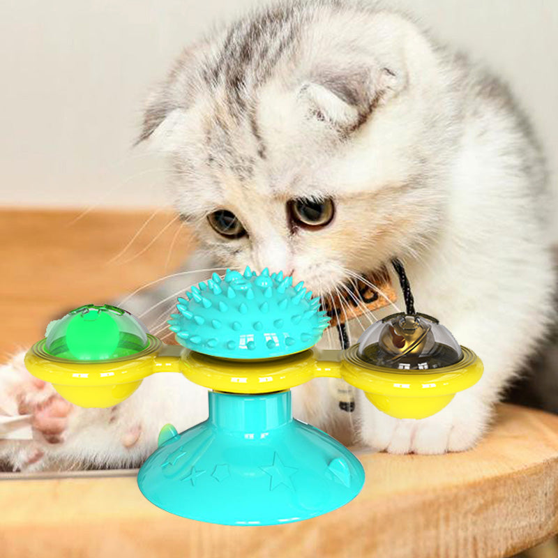 Cat Rotating Windmill Multi-Function Toys Itch Scratching Device Teeth Shining Toy | Everyday Home Deal