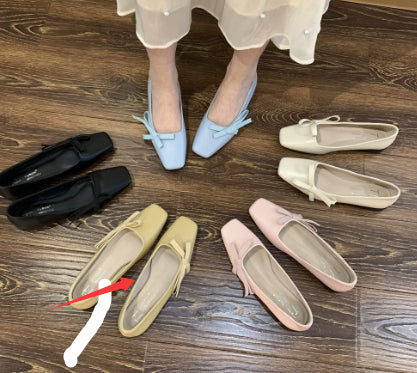 Women's Milk-Yellow Square-Toe Low-Cut Gentle Pumps | Everyday Home Deal