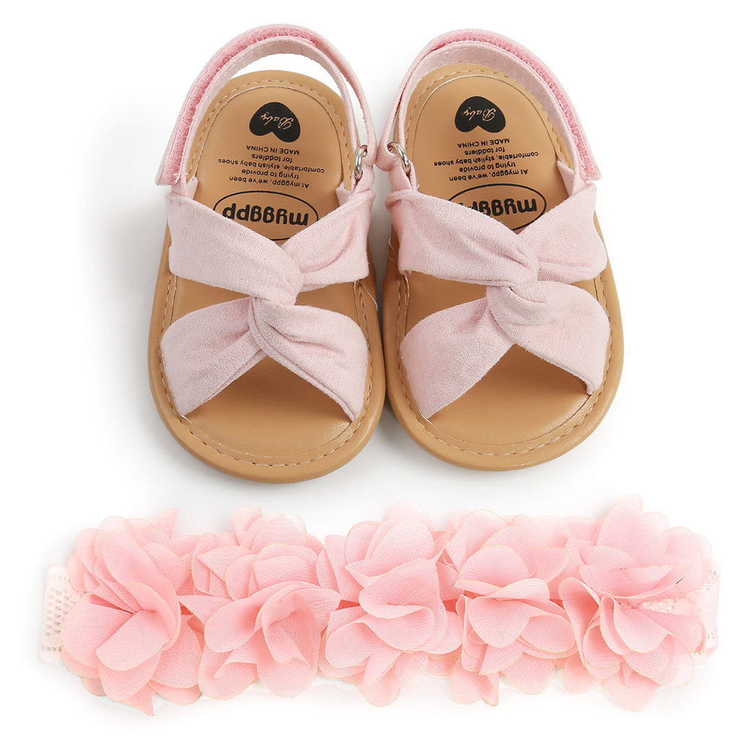 Baby Girls' Summer Cotton Cross Strappy Squeaky Sandals (with Matching Hairbands) — Premium Footwear Deal | Everyday Home Deal
