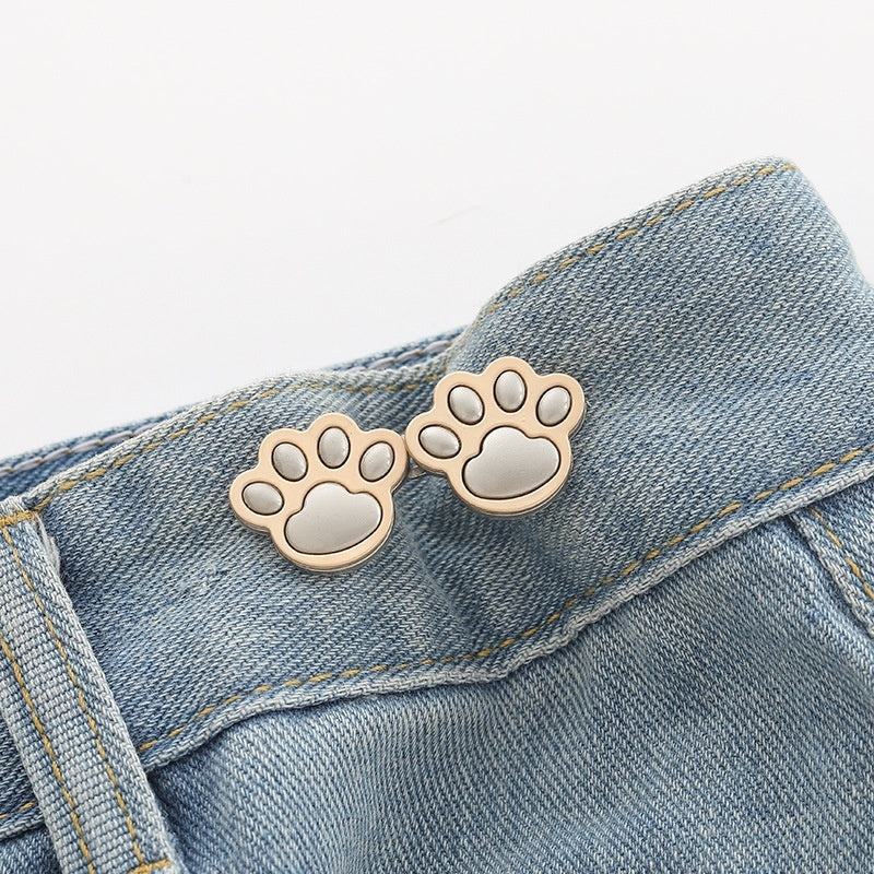 Cute Cat Claw Waist Tightener Buckles – 1 Pair Detachable Adjustable Alloy Buttons for Jeans, Pants & Casual Wear | Everyday Home Deal