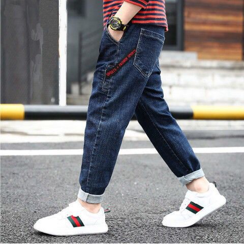Boys' Urban Letter-Print Comfort Casual Denim Trousers — Premium Apparel Deal | Everyday Home Deal