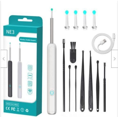 NE3 Ear Cleaner Otoscope Ear Wax Removal Tool With Camera LED Light Wireless Ear Endoscope Ear Cleaning Kit For I-phone | Everyday Home Deal