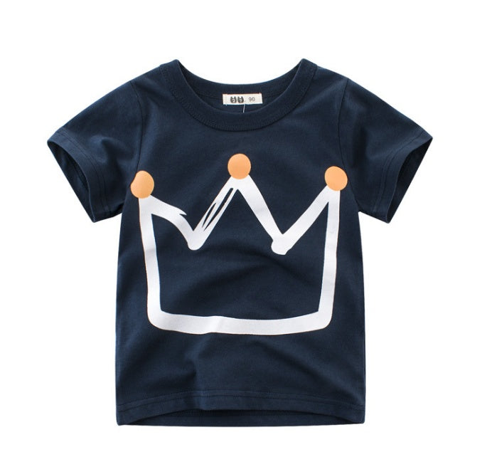 Boys' Summer Korean Style Cotton Graphic Short-Sleeve T-Shirt — Premium Apparel Deal | Everyday Home Deal