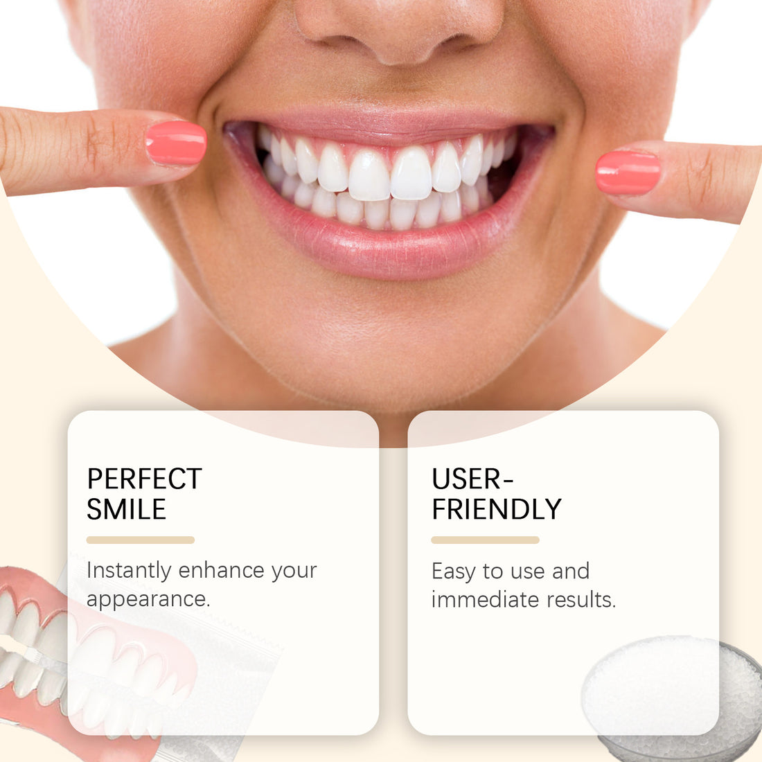 Instant Custom-Fit Dentures - Upper & Lower Full Set with Thermal Molding Kit