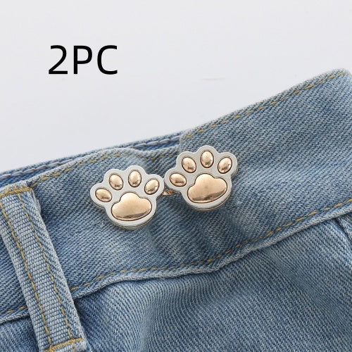 Cute Cat Claw Waist Tightener Buckles – 1 Pair Detachable Adjustable Alloy Buttons for Jeans, Pants & Casual Wear | Everyday Home Deal