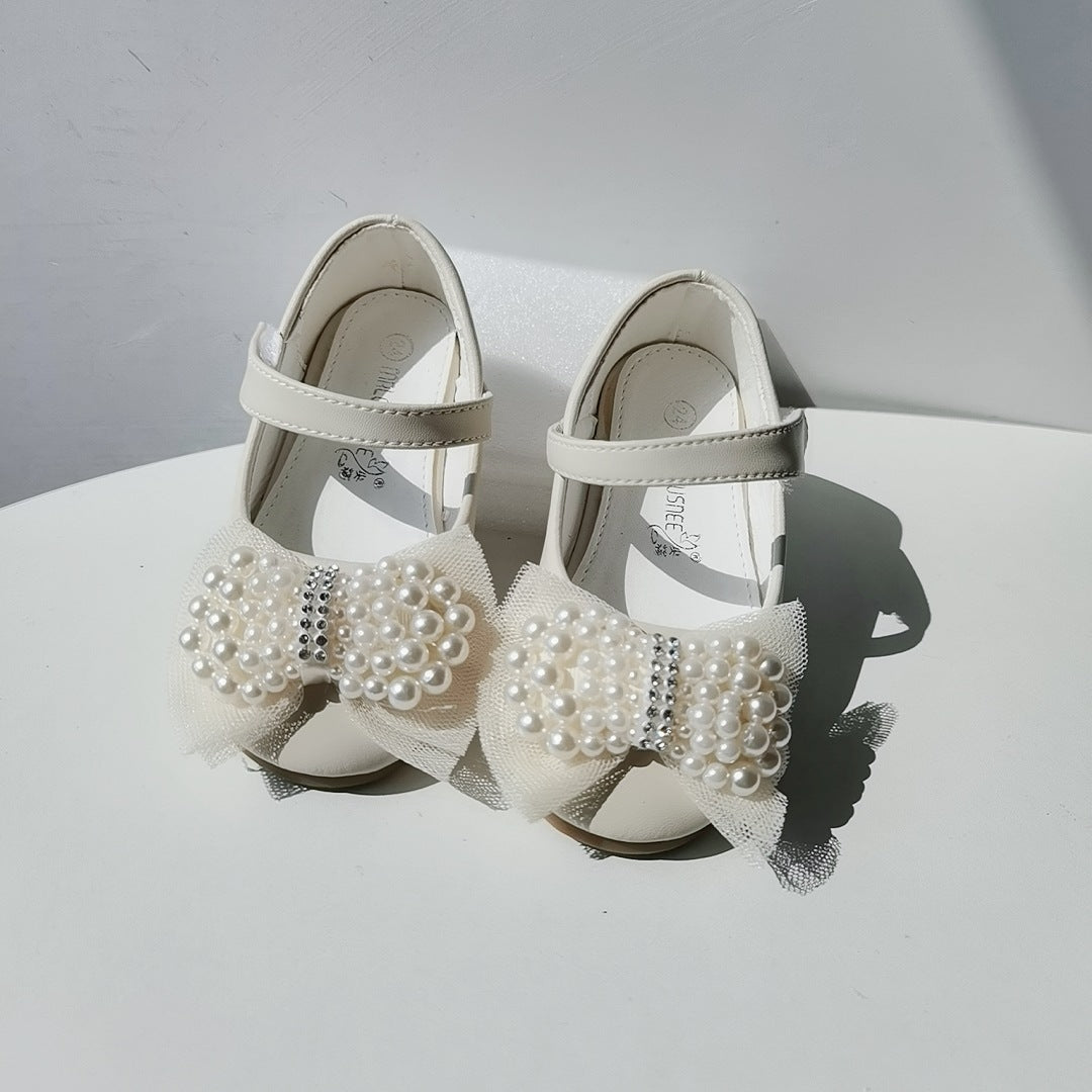 Girls' Summer Pearl Bow Princess Shallow-Mouth Pumps — Premium Wedding & Flower Girl Footwear | Everyday Home Deal