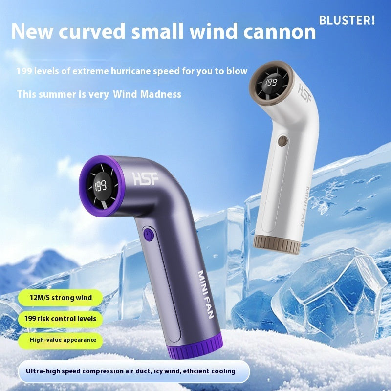 High-speed Portable Fan Little Turbine Digital Display Charging Long Endurance Portable Fan Rechargeable Strong Wind 199 Gear Speed Electric Adjustable Turbo Handheld Fan | Everyday Home Deal