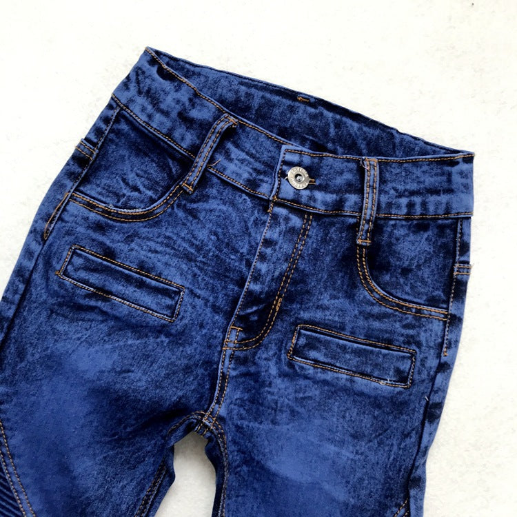 Children's Crinkled Stretch Slim Fit Denim Trousers — Premium Apparel Deal | Everyday Home Deal
