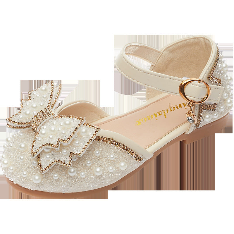 Girls' Summer Pearl Bow Princess Shallow-Mouth Pumps — Premium Footwear Deal | Everyday Home Deal