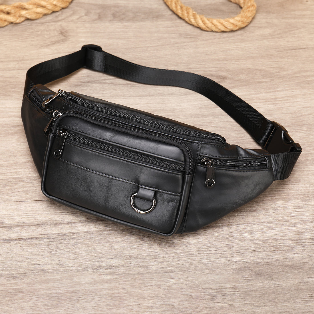 Men's High-End Full-Grain Leather Lightweight Chest Bag — Premium Apparel Deal | Everyday Home Deal
