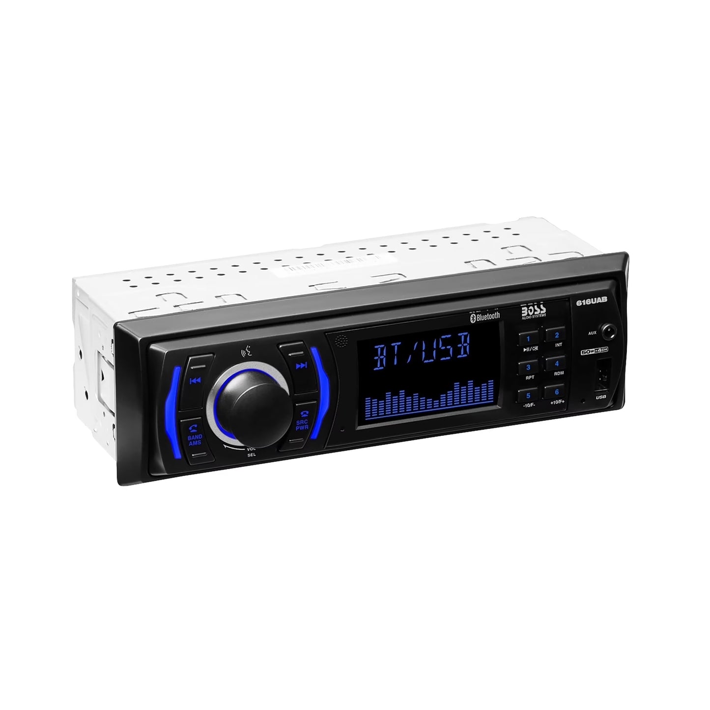616UAB Single DIN Car Stereo Head Unit – No CD DVD Player, Bluetooth, AM/FM Radio, USB, Aux-In, MP3 Receiver