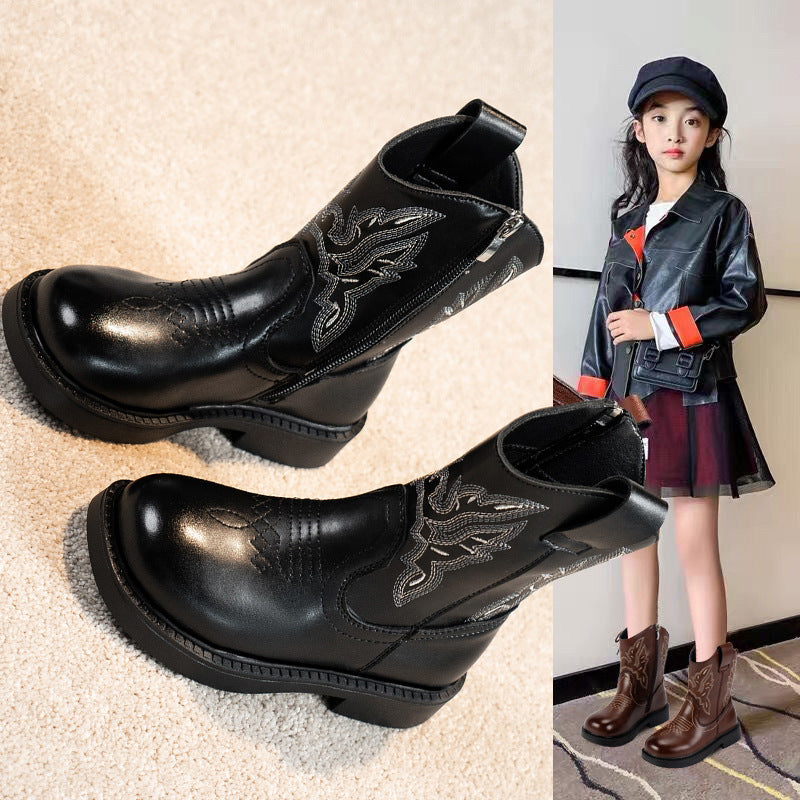 Girls' Autumn & Winter Ethnic Embroidered Martin Boots — Premium Footwear Deal | Everyday Home Deal