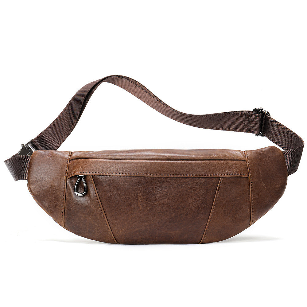 Men's High-End Full-Grain Leather Lightweight Chest Bag — Premium Apparel Deal | Everyday Home Deal