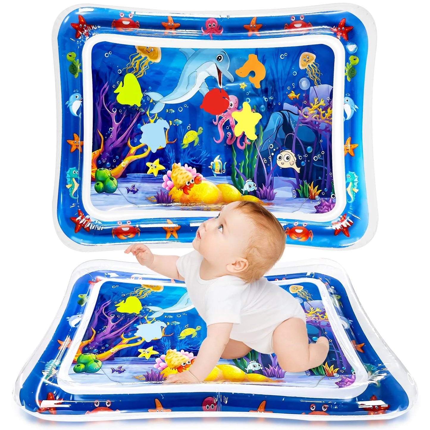 Inflatable Tummy Time Mat, Premium Baby Water Play Mat for Infants and Toddlers Baby Toys for 3 to 24 Months,Fun Activity Center Play Mat Gift for Boy & Girl Newborn Early Sensory