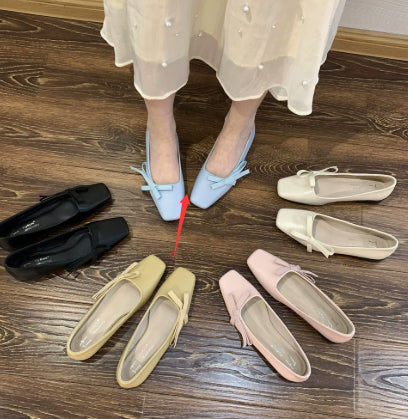 Women's Milk-Yellow Square-Toe Low-Cut Gentle Pumps | Everyday Home Deal