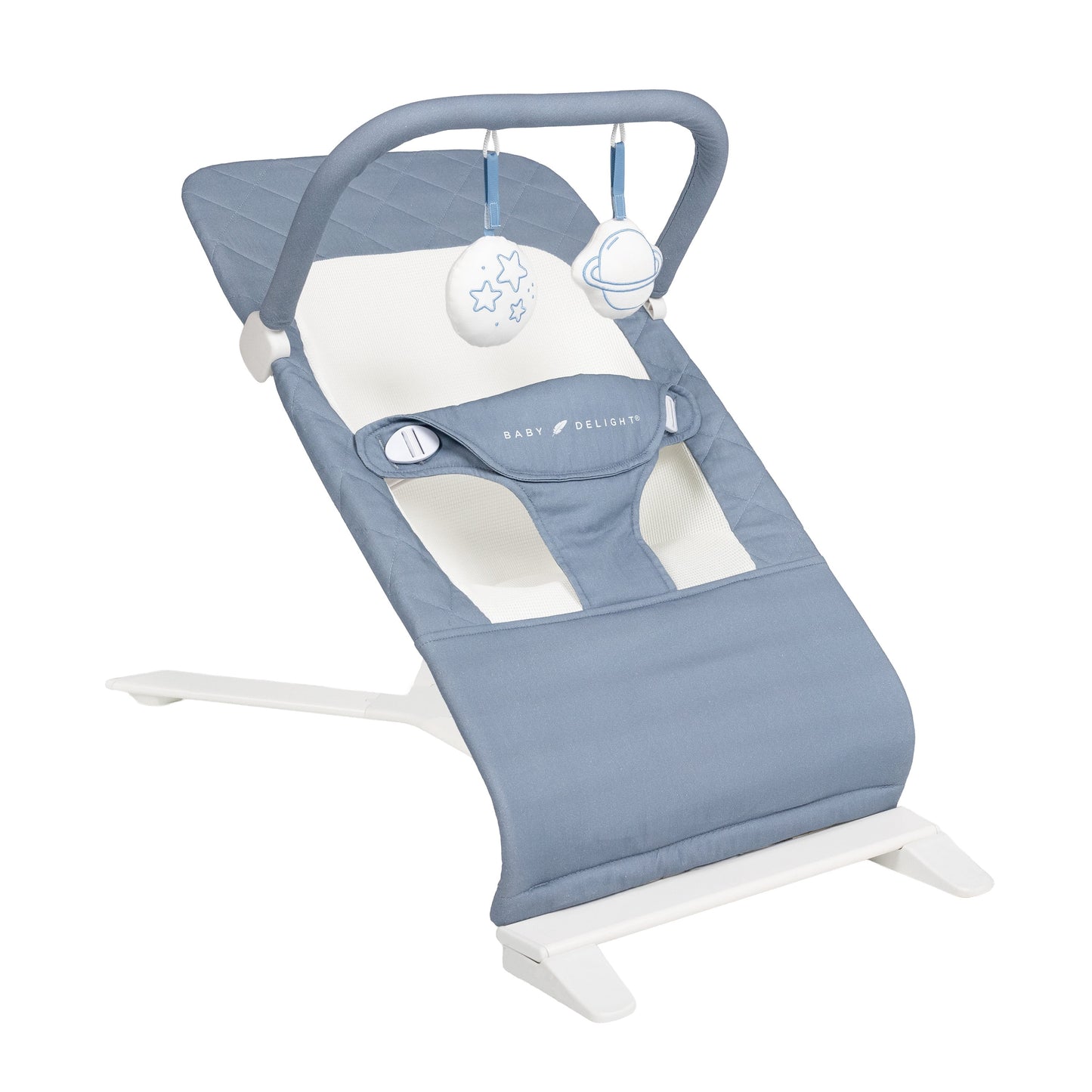 Alpine Organic Deluxe Portable Bouncer, for Infants 0-6 Months, Organic Dusty Blue
