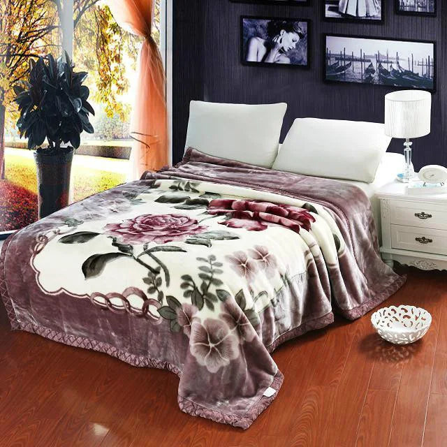 Double Layer Raschel Blankets 150*200Cm Soft Warm Faux Fur Mink Throw Thicken Fluffy Microfiber Plush Weighted Blankets for Beds