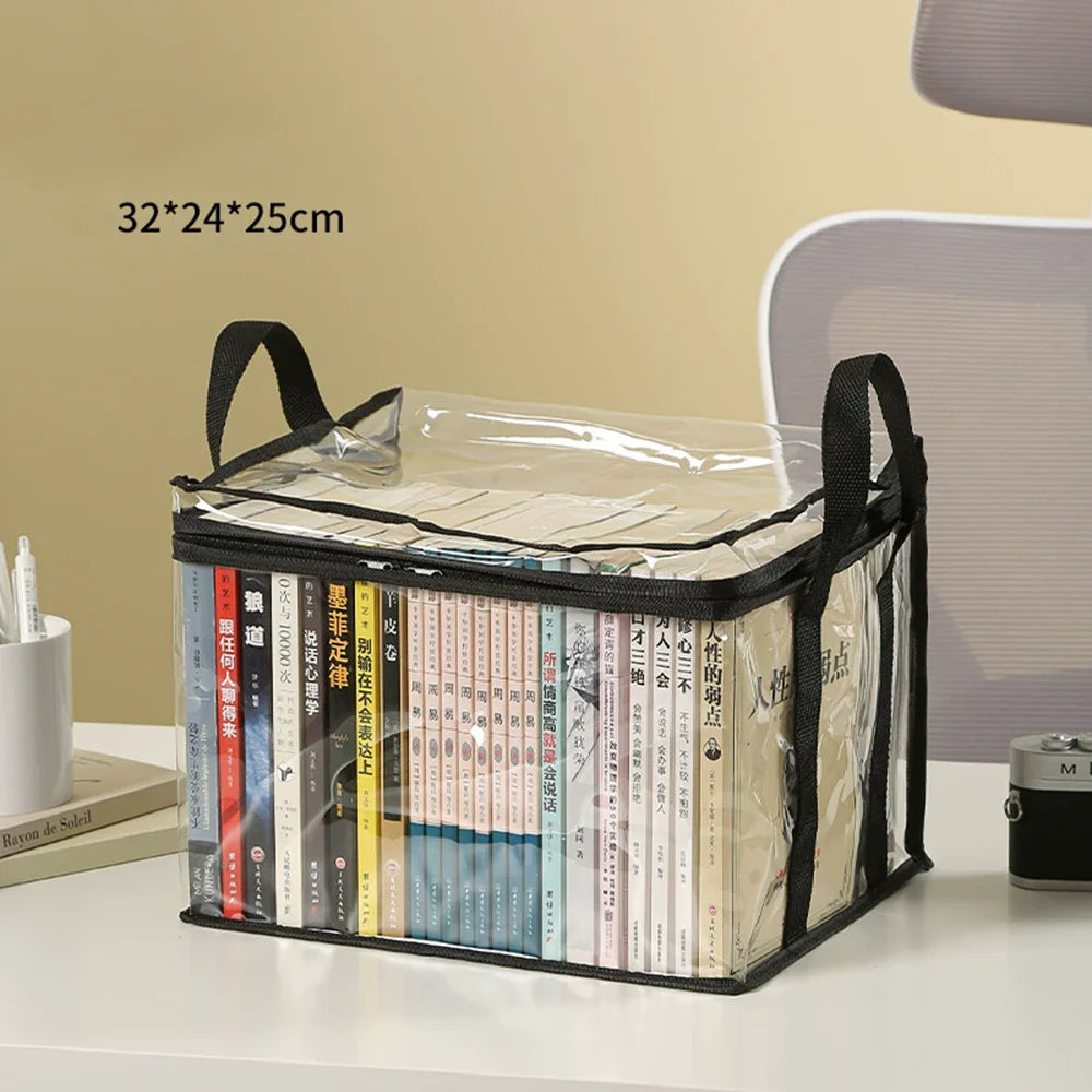 Foldable Transparent Book Storage Box – Desk Organizer