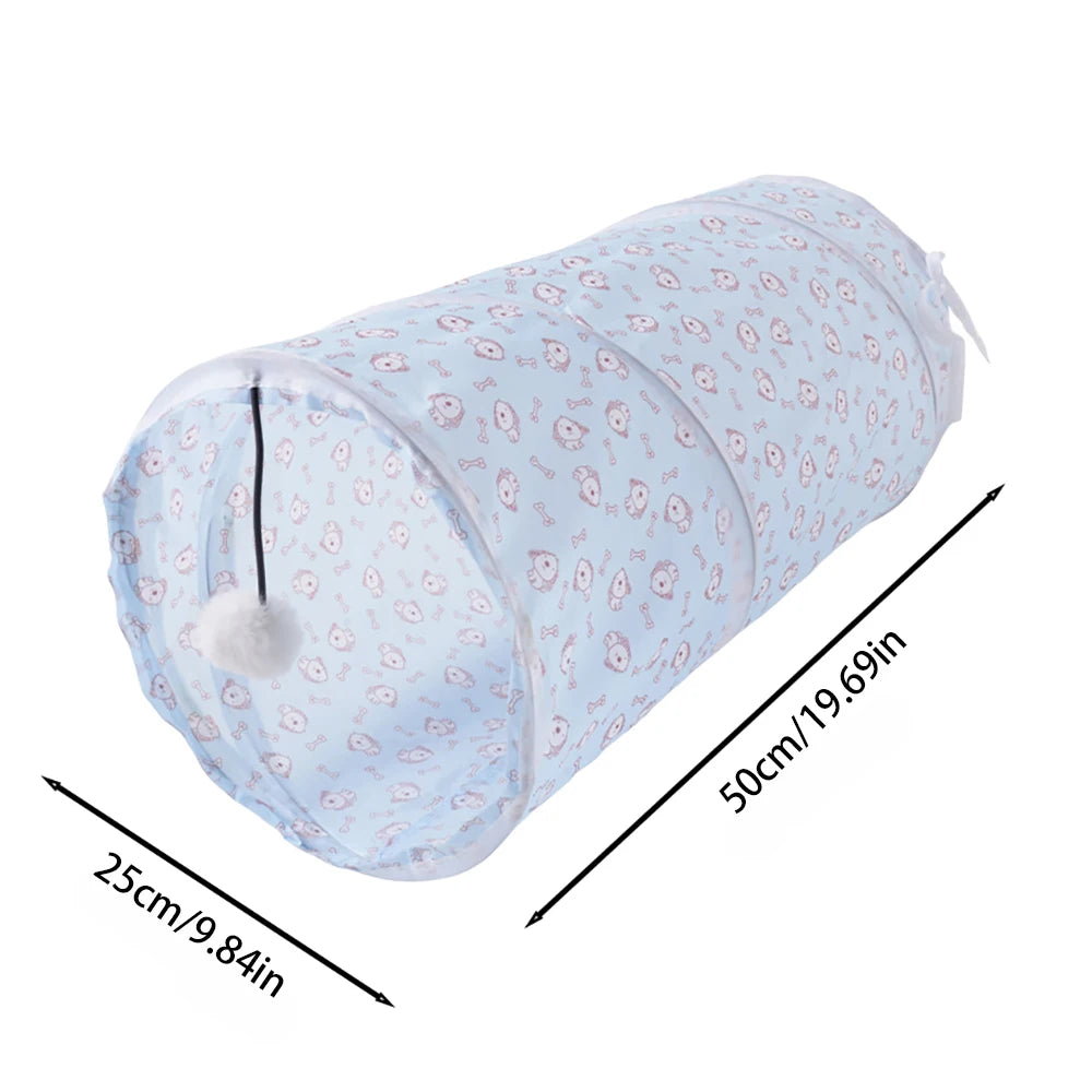 Collapsible Cat Tunnel – Crinkle Play Tube with Dangling Ball Toy