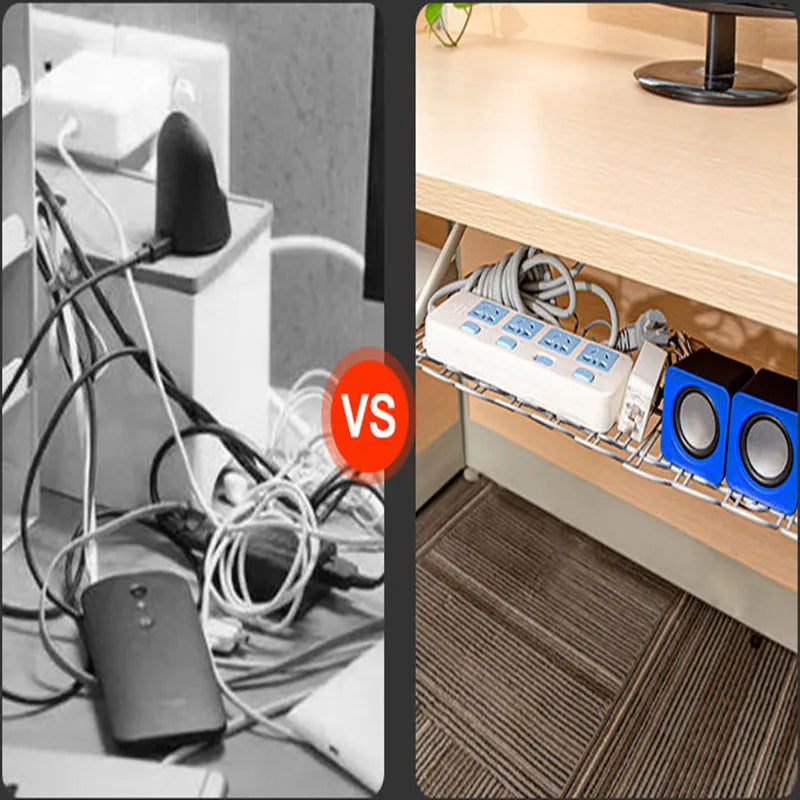 Under Desk Cable Management Tray – Power Strip & Cord Organizer