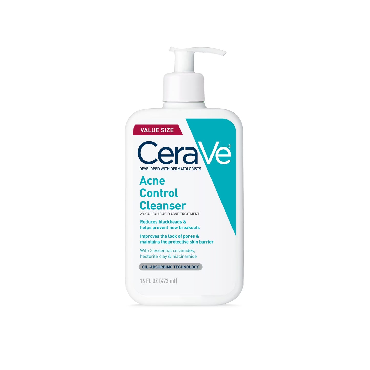 Skin Care Acne Control Face Cleanser with 2% Salicylic Acid Clears Acne Blackheads Pores