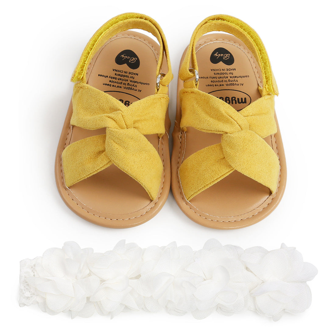 Baby Girls' Summer Cotton Cross Strappy Squeaky Sandals (with Matching Hairbands) — Premium Footwear Deal | Everyday Home Deal