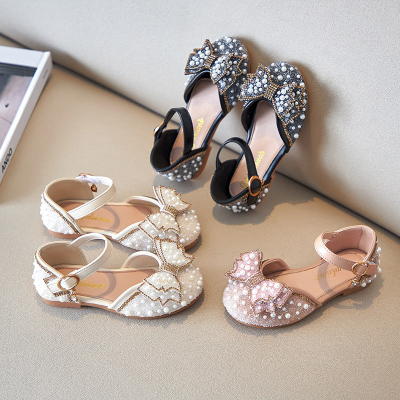 Girls' Summer Pearl Bow Princess Shallow-Mouth Pumps — Premium Footwear Deal | Everyday Home Deal