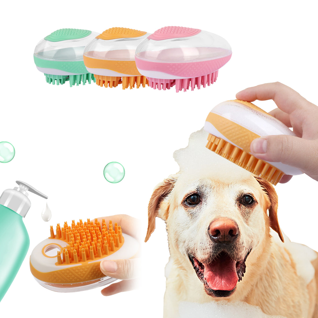 Dog Cat Bath Brush 2-in-1 Pet SPA Massage Comb Soft Silicone Pets Shower Hair Grooming Cmob Dog Cleaning Tool Pet Products | Everyday Home Deal