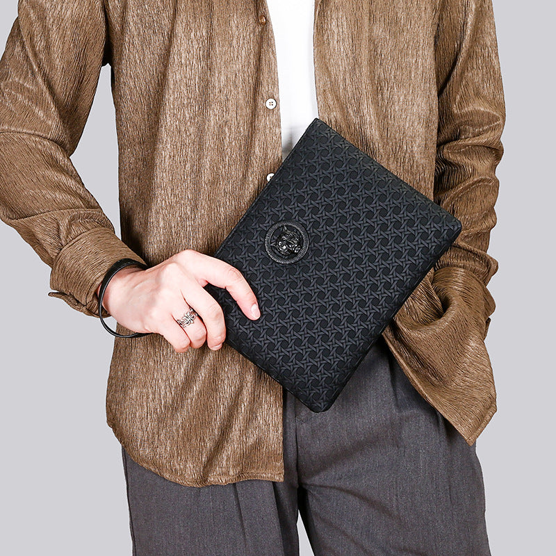 Men's Woven-Texture Personalized Minimalist Clutch | Everyday Home Deal
