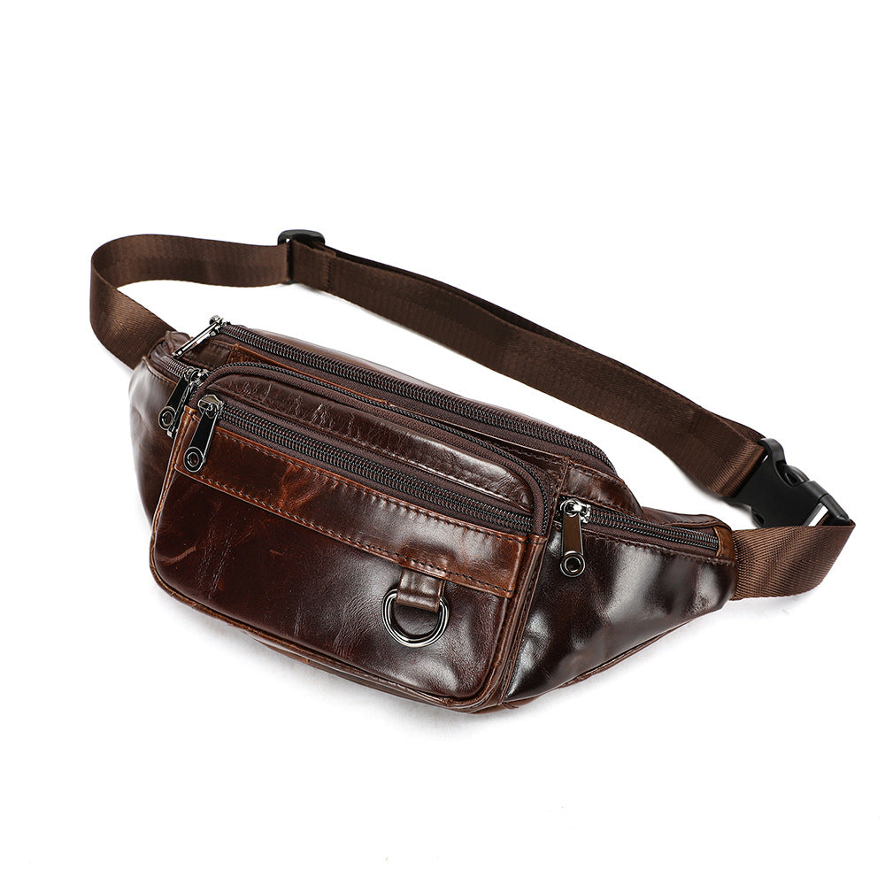 Men's High-End Full-Grain Leather Multifunctional Shoulder Crossbody Waist Bag — Premium Apparel Deal | Everyday Home Deal