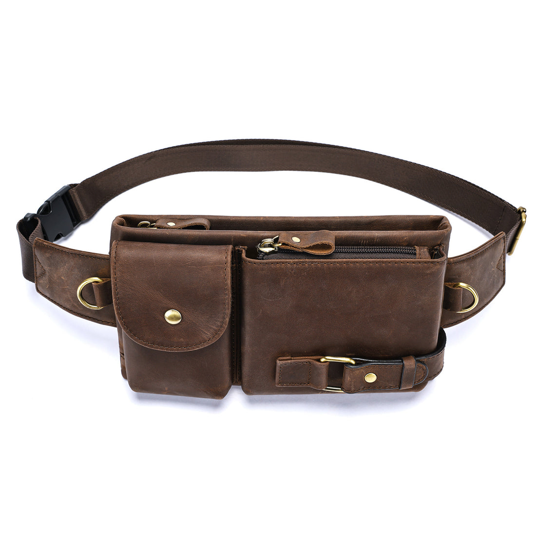 Men's High-End Full-Grain Leather Multifunctional Shoulder Crossbody Waist Bag — Premium Apparel Deal | Everyday Home Deal