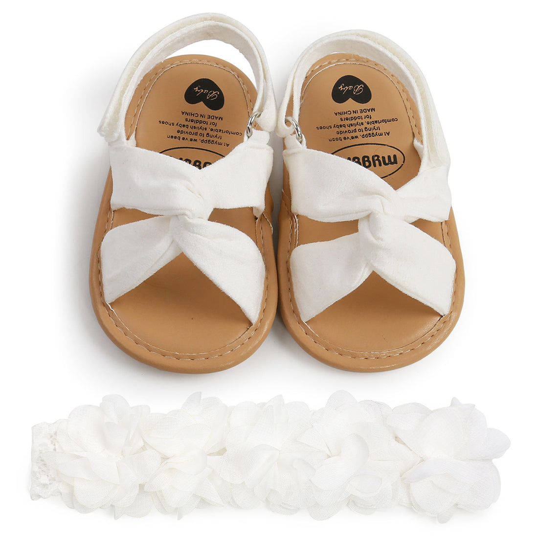 Baby Girls' Summer Cotton Cross Strappy Squeaky Sandals (with Matching Hairbands) — Premium Footwear Deal | Everyday Home Deal