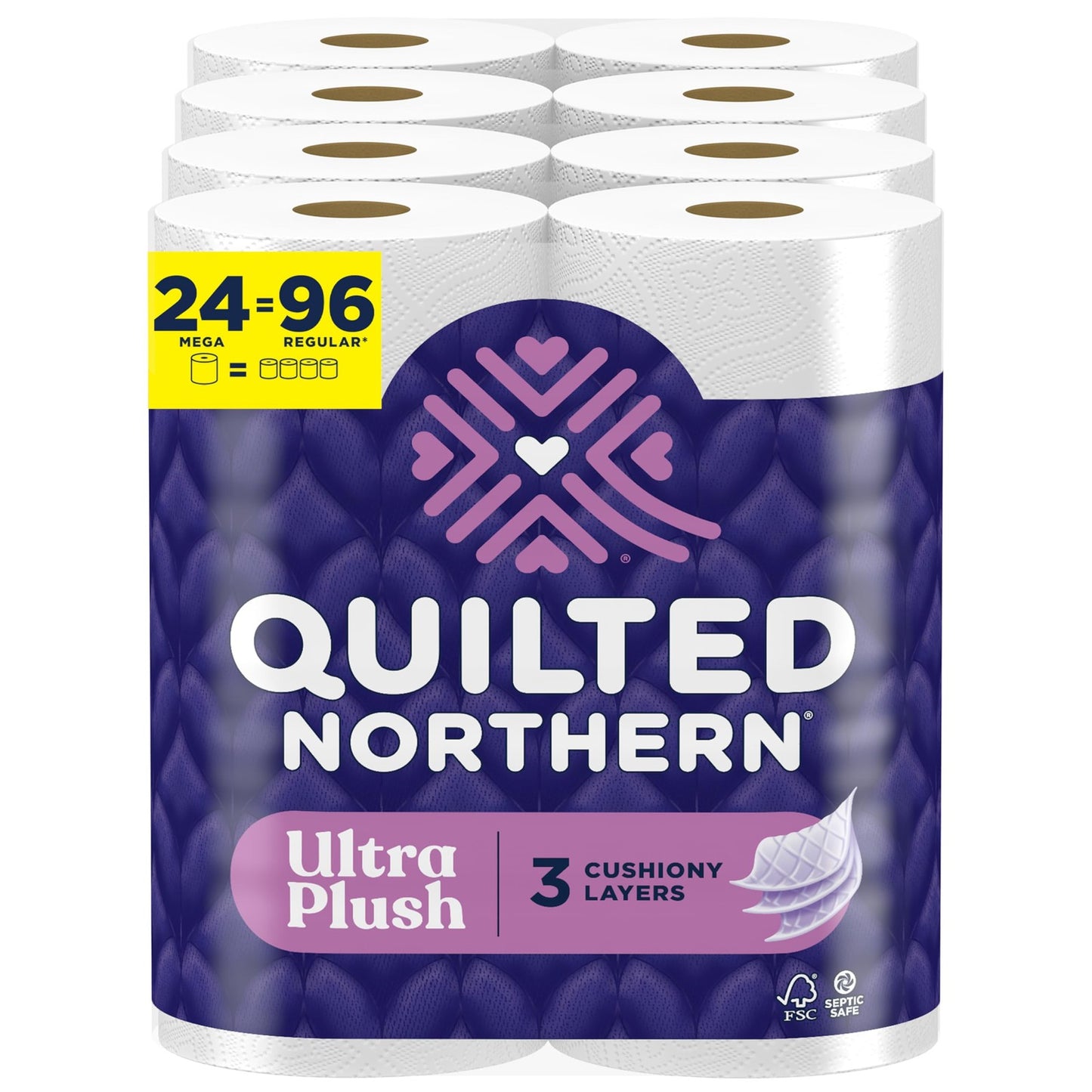 Quilted Northern Ultra Plush Toilet Paper, 24 Mega Rolls = 96 Regular Rolls, ...