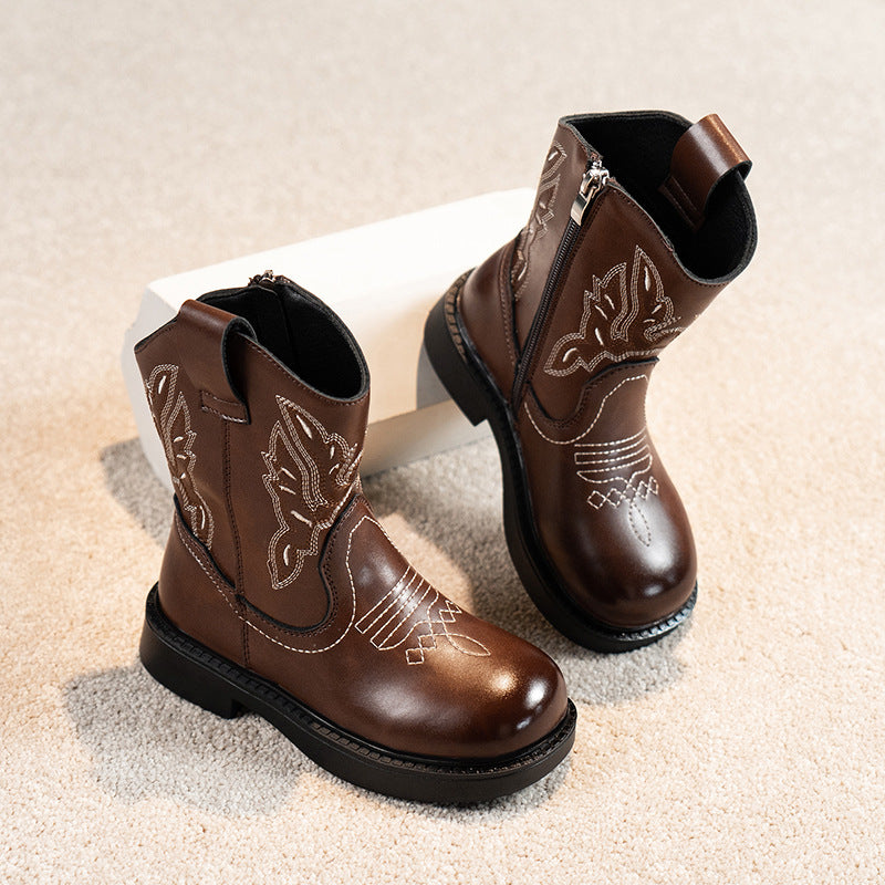 Girls' Autumn & Winter Ethnic Embroidered Martin Boots — Premium Footwear Deal | Everyday Home Deal