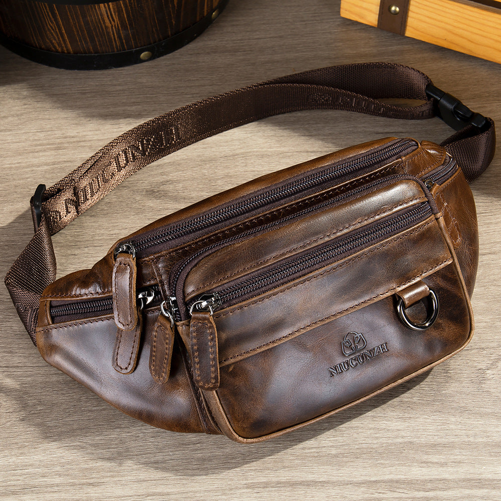 Men's High-End Full-Grain Leather Multifunctional Shoulder Crossbody Waist Bag — Premium Apparel Deal | Everyday Home Deal