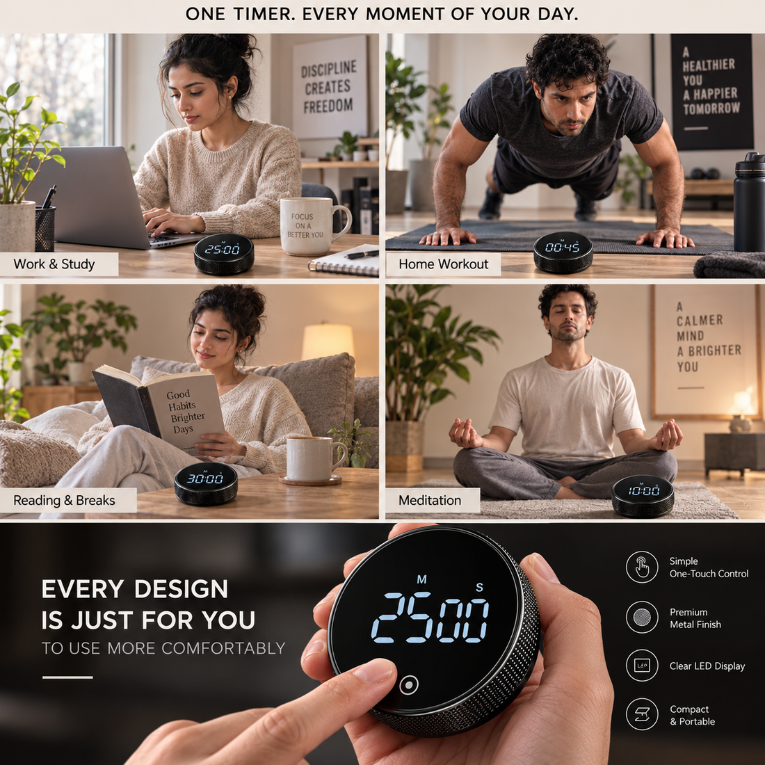 Focus Timer – Magnetic Digital Timer for Deep Work & ADHD-Friendly Productivity | Everyday Home Deal