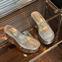 Womens Transparent Wedge Sandals With Thick Soles