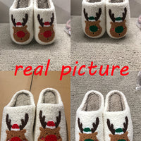 Christmas Shoes Winter Home Slippers Elk Soft Cozy Bedroom Slipper Slip On House Shoes | Everyday Home Deal